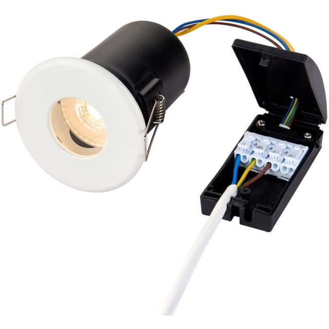 Loops Matt White Recessed Bathroom Downlight - 50W GU10 Reflector - IP65 Ceiling Light - image 1