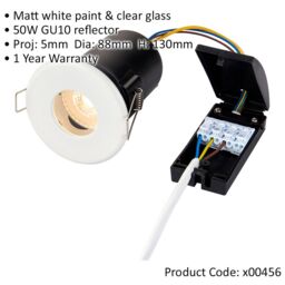Loops Matt White Recessed Bathroom Downlight - 50W GU10 Reflector - IP65 Ceiling Light - thumbnail 2