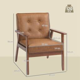 STILVORA Armchair with PU Leather Upholstery Brown - thumbnail 4