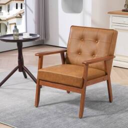 STILVORA Armchair with PU Leather Upholstery Brown - thumbnail 3