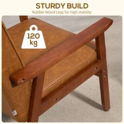 STILVORA Armchair with PU Leather Upholstery Brown - thumbnail 8
