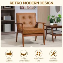 STILVORA Armchair with PU Leather Upholstery Brown - thumbnail 6