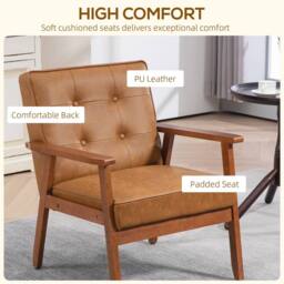 STILVORA Armchair with PU Leather Upholstery Brown - thumbnail 7