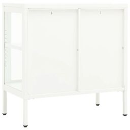 Berkfield Home Sideboard White 70x35x70 cm Steel & Glass - Size: 70 x 35 x 70 cm - thumbnail 5