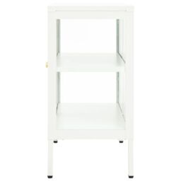 Berkfield Home Sideboard White 70x35x70 cm Steel & Glass - Size: 70 x 35 x 70 cm - thumbnail 4