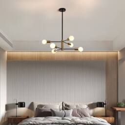 NIVOR 6-Light Sputnik Chandelier, Mid Century Modern Black Gold Ceiling Lamp - thumbnail 6