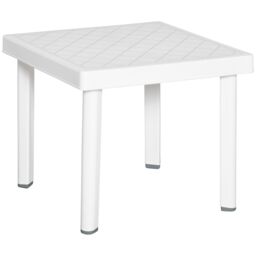 OUTSUNNY Garden End Table Outdoor Square Accent Coffee Table for Drink Snack in White - thumbnail 2