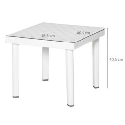 OUTSUNNY Garden End Table Outdoor Square Accent Coffee Table for Drink Snack in White - thumbnail 3