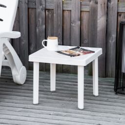 OUTSUNNY Garden End Table Outdoor Square Accent Coffee Table for Drink Snack in White
