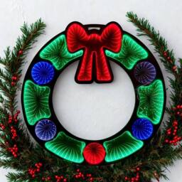Christmas Shop Infinity Mirror Mains Operated 60cm Wreath in Green - thumbnail 3