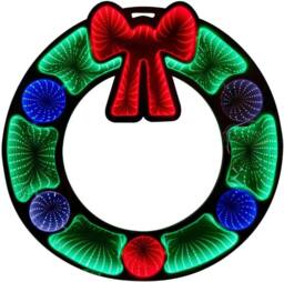 Christmas Shop Infinity Mirror Mains Operated 60cm Wreath in Green - thumbnail 1