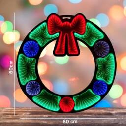Christmas Shop Infinity Mirror Mains Operated 60cm Wreath in Green - thumbnail 7
