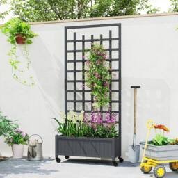 EONLION Wooden Trellis Planter with Wheels in Grey - Size: 100g - thumbnail 1