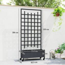 EONLION Wooden Trellis Planter with Wheels in Grey - Size: 100g - thumbnail 2