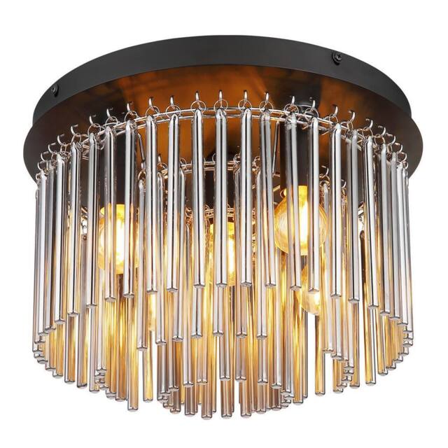 Netlighting Gorley Ceiling Light Matt Black Smoke Glass Shade 5x E14 - image 1