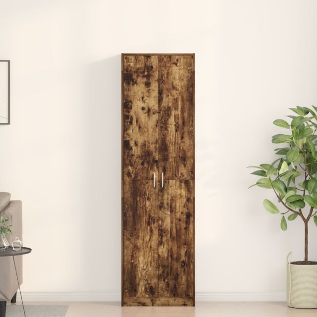 Berkfield Home Wardrobe Smoked Oak 55x25x189 cm Engineered Wood in Brown - Size: 55 x 25 x 189 cm - image 1