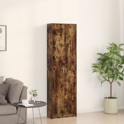 Berkfield Home Wardrobe Smoked Oak 55x25x189 cm Engineered Wood in Brown - Size: 55 x 25 x 189 cm - thumbnail 4
