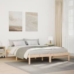 Berkfield Home Extra Long Bed Frame without Mattress 160x220 cm Solid Wood Pine in Natural - thumbnail 2