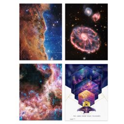 Artery8 Pack of 4 NASA James Webb Space Telescope Images Cosmic Cliffs Carina Nebula Cartwheel Galaxy Cosmic Tarantula Unframed Wall Art Living Room - thumbnail 1