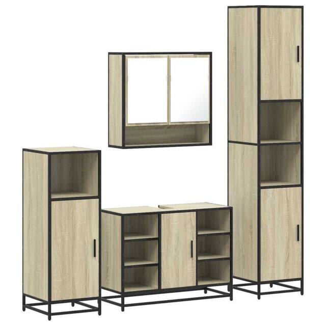 Berkfield Home 4¬†Piece Bathroom Furniture Set¬†Sonoma Oak Engineered Wood in Brown - image 1