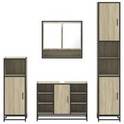 Berkfield Home 4¬†Piece Bathroom Furniture Set¬†Sonoma Oak Engineered Wood in Brown - thumbnail 5