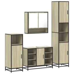 Berkfield Home 4¬†Piece Bathroom Furniture Set¬†Sonoma Oak Engineered Wood in Brown - thumbnail 1