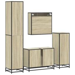 Berkfield Home 4¬†Piece Bathroom Furniture Set¬†Sonoma Oak Engineered Wood in Brown - thumbnail 8