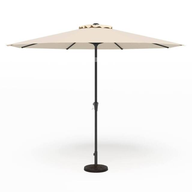 Gymax 290 CM Patio Umbrella Outdoor Market Umbrella With Crank in Beige
