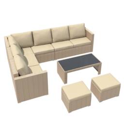 BTM Garden Furniture Outdoor Rattan Sofa Set with Coffee Table & Stools in Brown - thumbnail 9