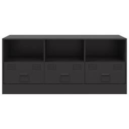 Berkfield Home TV Cabinet Black 99x39x44 cm Steel - Size: 99 x 39 x 44 cm - thumbnail 6
