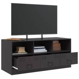 Berkfield Home TV Cabinet Black 99x39x44 cm Steel - Size: 99 x 39 x 44 cm - thumbnail 5