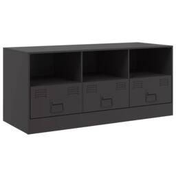 Berkfield Home TV Cabinet Black 99x39x44 cm Steel - Size: 99 x 39 x 44 cm - thumbnail 1