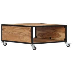 Berkfield Home Coffee Table 70x70x32 cm Solid Acacia Wood in Brown - Size: 70 x 70 x 32 cm - thumbnail 4