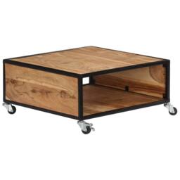 Berkfield Home Coffee Table 70x70x32 cm Solid Acacia Wood in Brown - Size: 70 x 70 x 32 cm - thumbnail 2