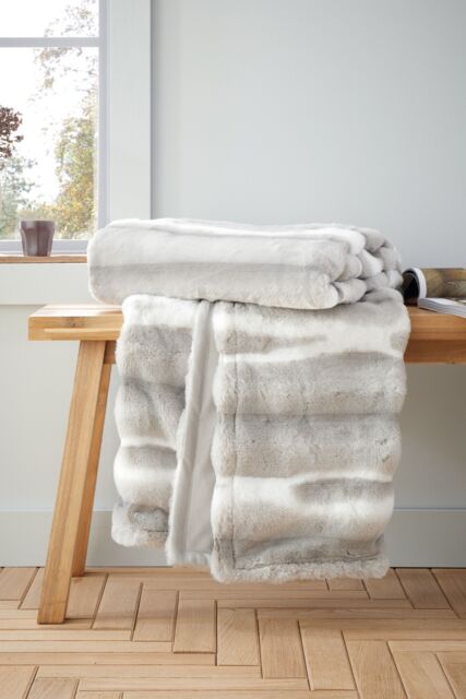 Catherine Lansfield 'Flint' Cosy Faux Fur Blanket Throw in Silver - Size: 130 cm x 170 cm - image 1