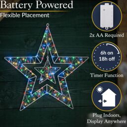 Christow Star Christmas Light Micro LED Battery Operated with Timer Indoor Outdoor 50cm - thumbnail 5