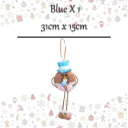 VFM e-Store Christmas Hanging Decoration 31cm x 15cm Blue X 1 - Size: 31 cm x 15 cm - thumbnail 2