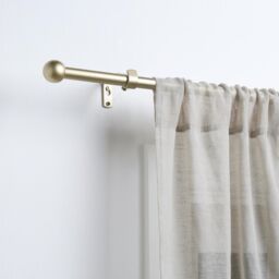 OHS Curtain Pole Extendable 16mm Metal Finnials Ball End Rings Rod Fittings in Natural - Size: 120 cm - thumbnail 3