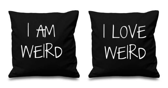 60 SECOND MAKEOVER I Am Weird I Love Weird Cushion Covers in Black - Size: 40 cm x 40 cm