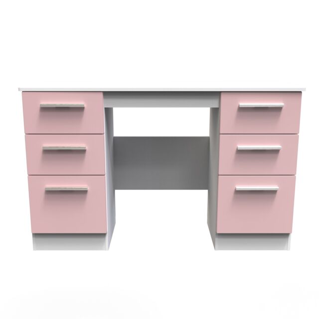 Ready Assembled 2 U Windsor 6 Drawer Kneehole Desk (Ready Assembled) in Dusty Pink - image 1