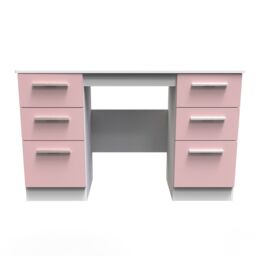 Ready Assembled 2 U Windsor 6 Drawer Kneehole Desk (Ready Assembled) in Dusty Pink