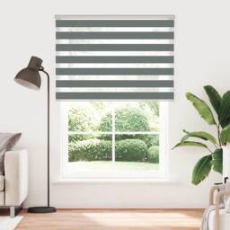 Berkfield Home Zebra Blind Dark Grey 155x200 cm Fabric Width 150.9 cm Polyester - thumbnail 2
