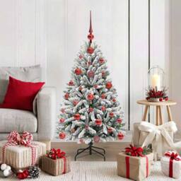 Berkfield Home Artificial Christmas Tree Green & White 120 cm PVC & Metal - thumbnail 1