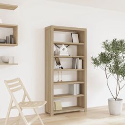 Berkfield Home 6-Tier Bookcase 80x30x170 cm Solid Wood Acacia in Brown - Size: 80 x 30 x 170 cm - thumbnail 1