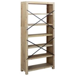 Berkfield Home 6-Tier Bookcase 80x30x170 cm Solid Wood Acacia in Brown - Size: 80 x 30 x 170 cm - thumbnail 5