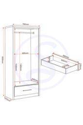 Seconique Seville 2 Door 1 Drawer Wardrobe in Grey - thumbnail 6
