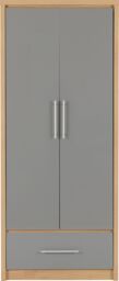 Seconique Seville 2 Door 1 Drawer Wardrobe in Grey - thumbnail 3