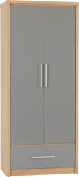 Seconique Seville 2 Door 1 Drawer Wardrobe in Grey - thumbnail 2