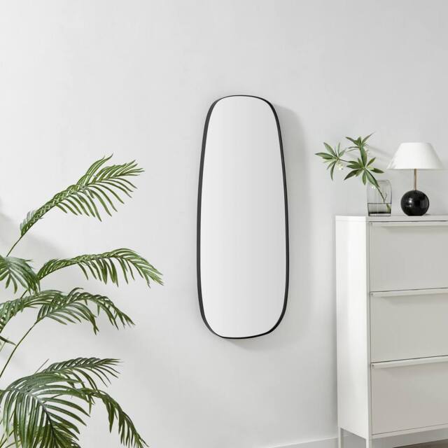 FurnitureboxUK Elodie Black Metal Large 120x50 Pebble Shape Wall Mirror - image 1