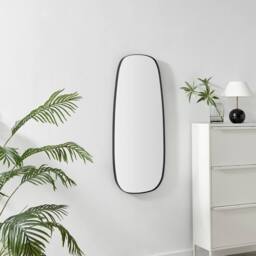 FurnitureboxUK Elodie Black Metal Large 120x50 Pebble Shape Wall Mirror - thumbnail 1